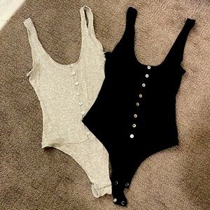 2 for 1 - Olivaceous Button Down Bodysuit - S